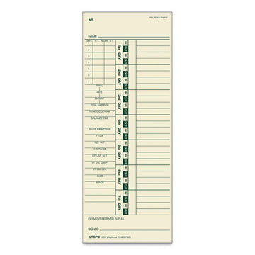 TOPS™ Time Clock Cards, Replacement For 10-800762, Two Sides, 3.5 X 9, 500-box freeshipping - TVN Wholesale
